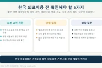 한국 의료미용 전 꼭 확인해야 할 5가지, 여행 일정까지 봐야 한다